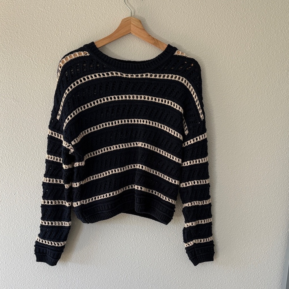 Z Supply Navy + Cream Striped Sweater EUC